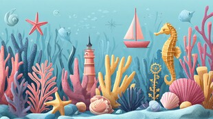 梦幻海底世界海洋元素集合