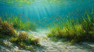 海底水草间的梦幻光影世界