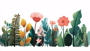 缤纷花草组成的自然图景