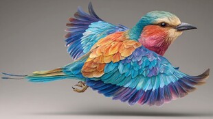 五彩斑斓飞鸟展翅翱翔