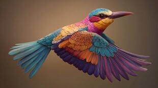 五彩斑斓飞鸟展翅瞬间