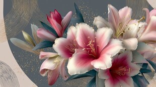 梦幻柔美花卉组合插画