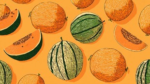 手绘甜瓜图案背景