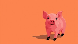 可爱粉红小猪插画