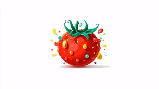 鲜艳番茄插画 多彩飞溅效果