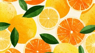 清新柑橘水彩图案