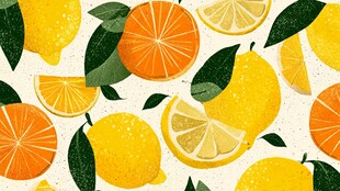 柠檬橙子清新水果图案