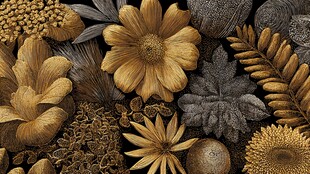 金色花卉植物纹理装饰图