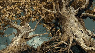 古老沧桑的巨树景象