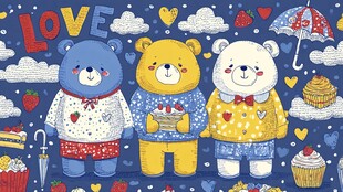 三只小熊的甜蜜爱心世界