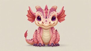 可爱粉色小龙萌趣形象