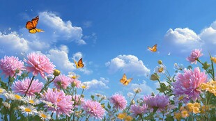 蝶舞花丛间的梦幻景致