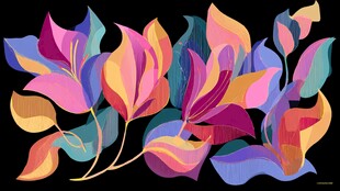 多彩梦幻叶片插画图案