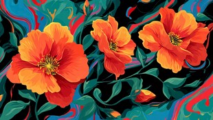 艳丽花卉抽象艺术画作