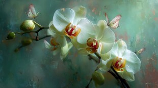 优雅白蝴蝶兰特写