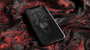 狼脸图案手机壳特写