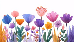 缤纷多彩手绘花卉图案