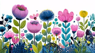 缤纷花卉插画 梦幻植物世界