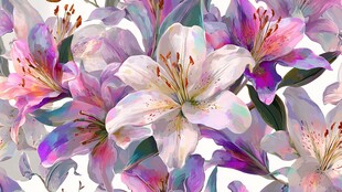 梦幻绚丽百合花花卉图案