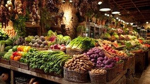 热闹的新鲜蔬菜集市