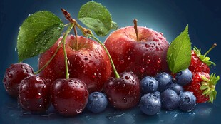 新鲜多汁的多彩水果组合