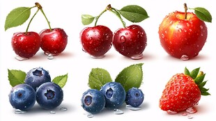 多彩新鲜浆果与苹果集合