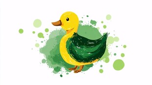 水彩风小黄鸭插画