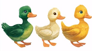 三只可爱小鸭子插画