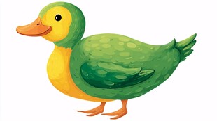 可爱绿身黄腹卡通小鸭子