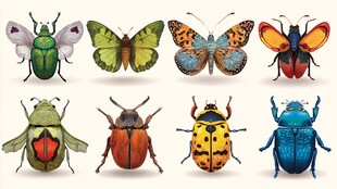 多彩昆虫集合展示