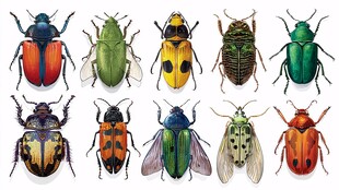 多彩甲虫集合展示