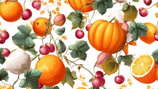 秋季水果花卉无缝图案