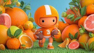 橄榄球萌娃置身柑橘世界