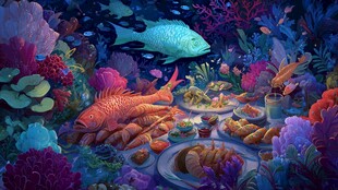 海底美食盛宴奇幻场景