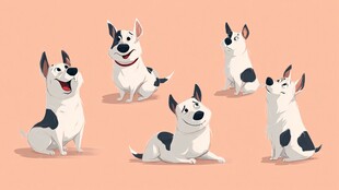 可爱小狗的多样俏皮姿态