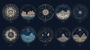 复古风地理天文主题图