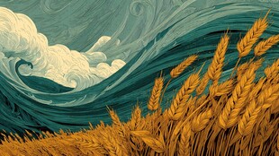 麦浪与海浪共舞的奇幻景象