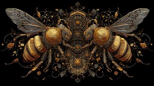 机械风双蜂艺术插画