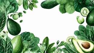 清新绿色蔬菜牛油果边框图