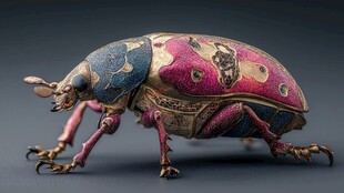 彩色艺术甲虫雕塑