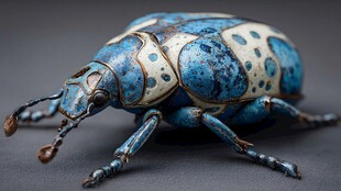 蓝白斑点甲虫精致工艺品