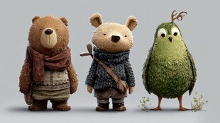 可爱动物三人组的奇幻模样