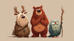 森林动物伙伴的奇妙组合