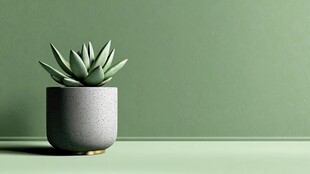 灰盆中的清新多肉植物