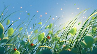 春日草地瓢虫梦幻景象