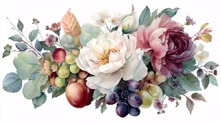 花卉与果实的精美组合