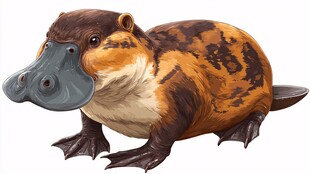 卡通风格鸭嘴兽形象插画