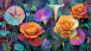 多彩花卉绽放美丽瞬间