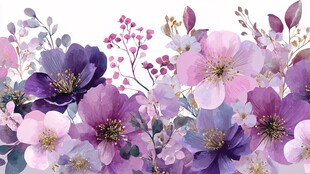 梦幻紫色花卉装饰图案