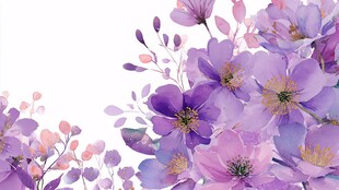 梦幻紫色花卉水彩插画